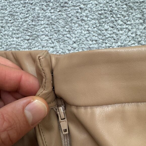 Alexia Admor Faux Leather Trouser Pants Women 9 Tan Camel Straight Leg High Rise - Picture 4 of 16